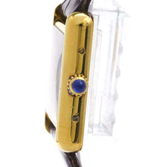 CARTIER Must Tank Vermeil Gold Plated Leather Quartz Ladies Watch W1017554 - Picture 4 of 8